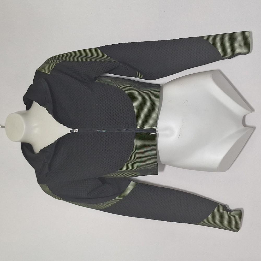 New Mix Zip Up Crop Jacket  Green Black